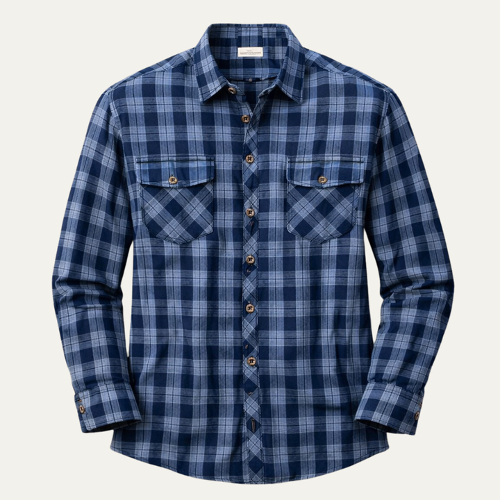 Foxwood Ridge herre Plaid denim skjorte med Chest Pockets