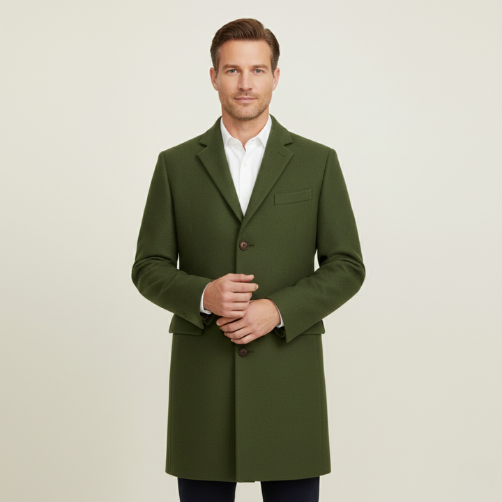Freja Andersen | Herre stilren enkeltknappet uldblanding Overcoat