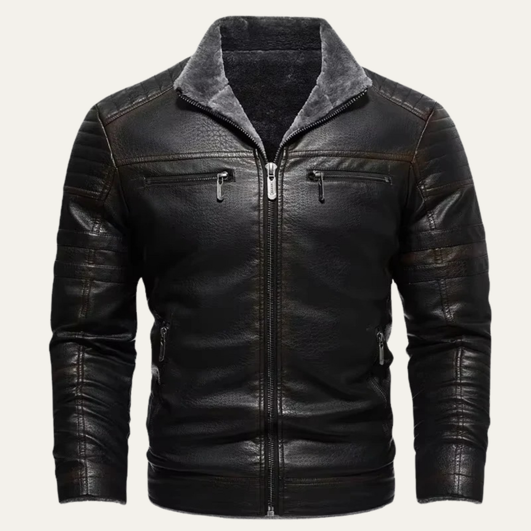 Freja Andersen | Herre vintage Shearling Lined læder jakke