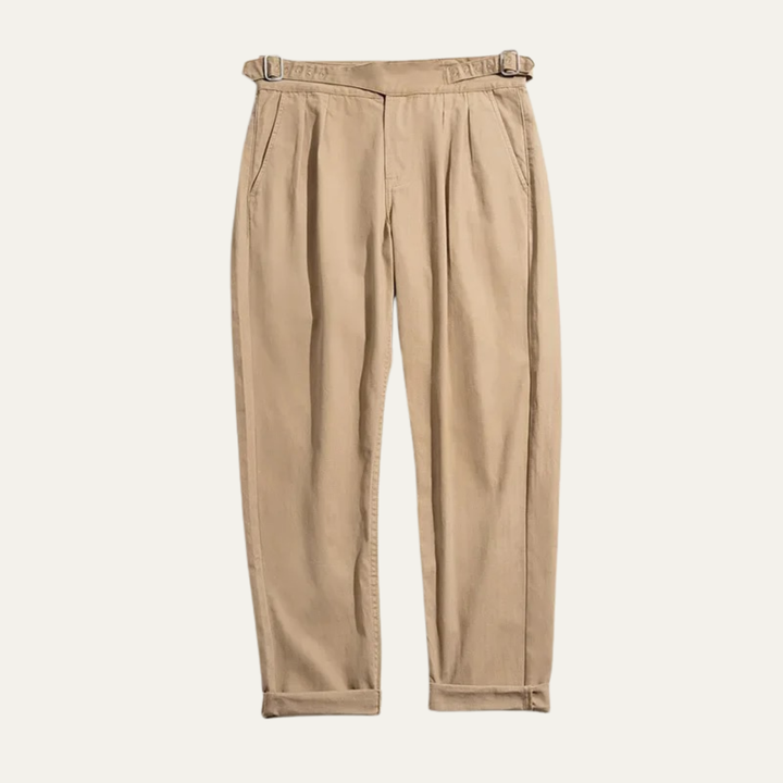 Freja Andersen | Herre vintage Double plisserede Straight Leg afslappet bukser