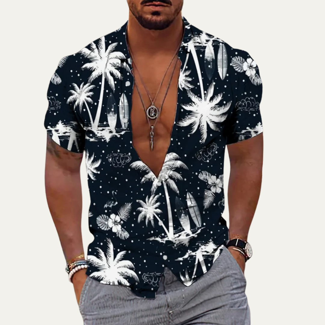 Freja Andersen | Herre Retro Tropical Coconut mønster Hawaiian Beach skjorte