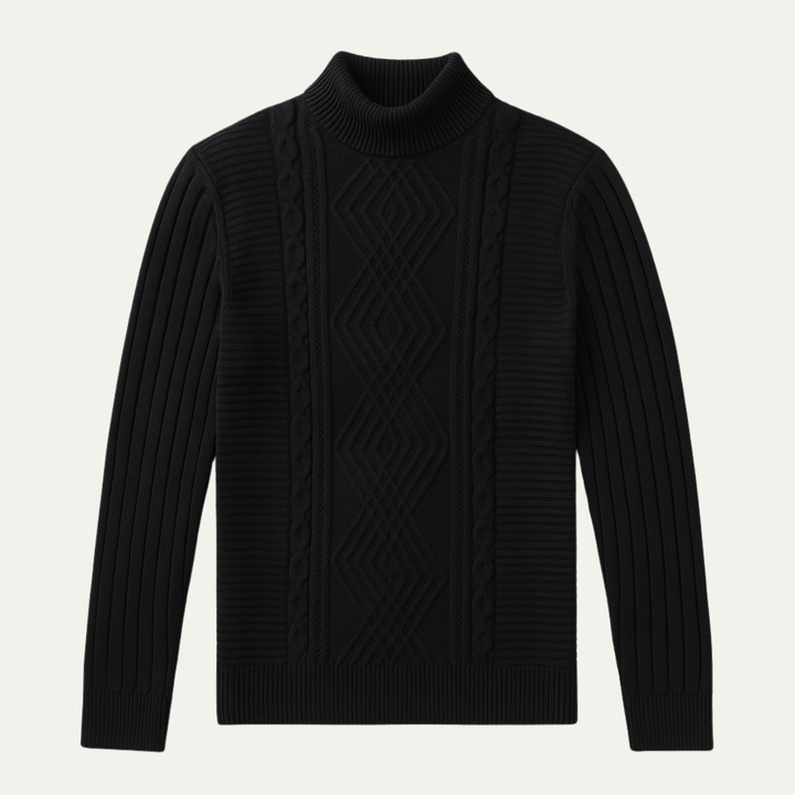 Freja Andersen | Herre Mock Neck slim fit strikket trøje
