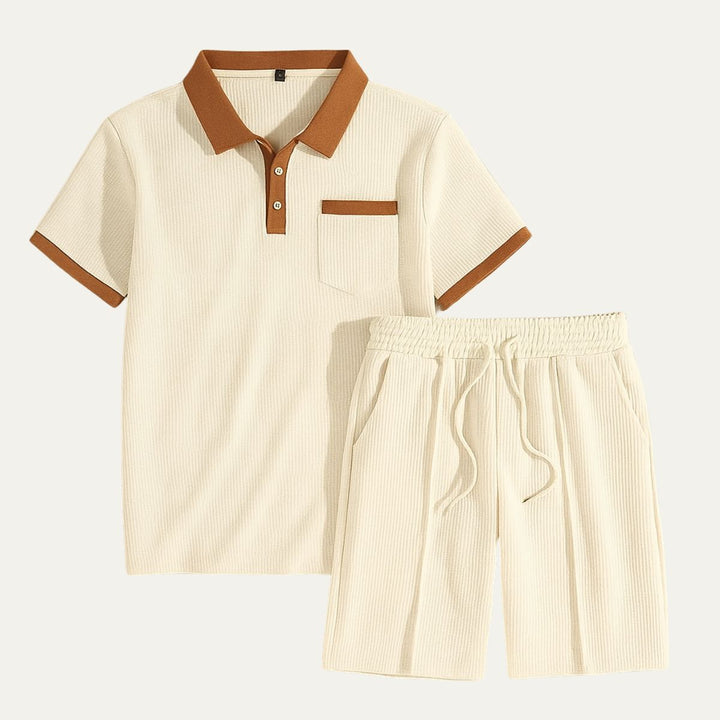Capri bomuld sæt - vintage polo & shorts matchende til mænd