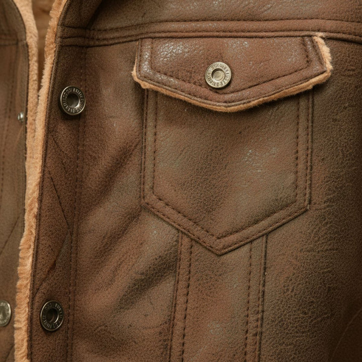 Freja Andersen | Herre Shearling vintage læder jakke