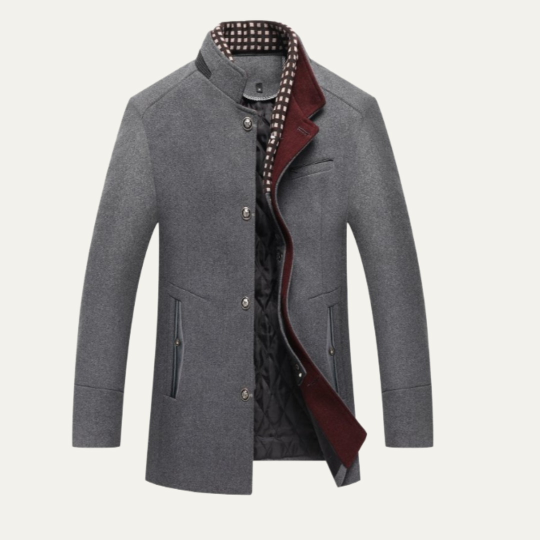 Freja Andersen | Herre Elegant klassisk uld vinter frakke med quiltet Lining