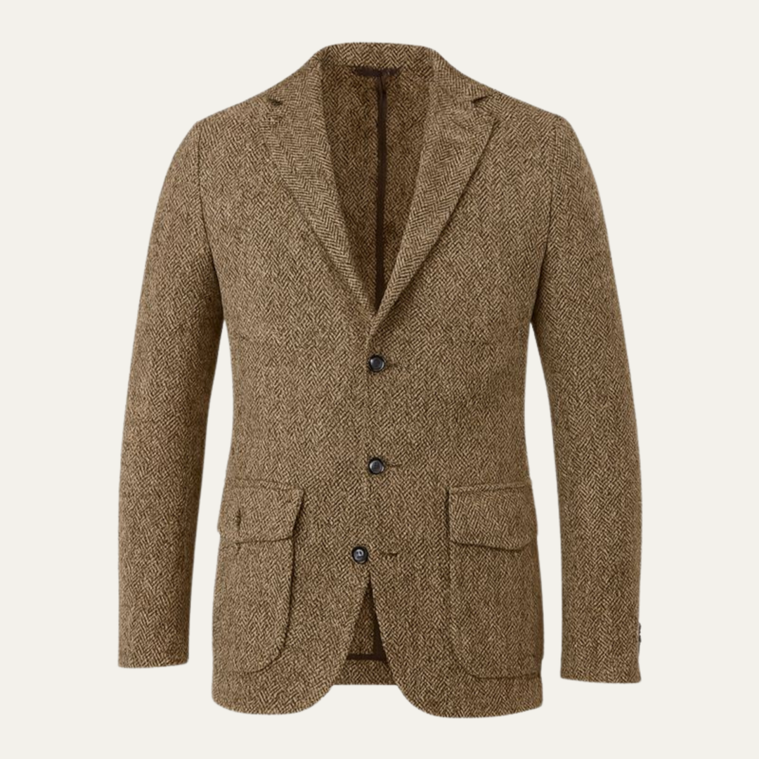 Freja Andersen | Herre enkeltknappet uld sildeben tweed blazer