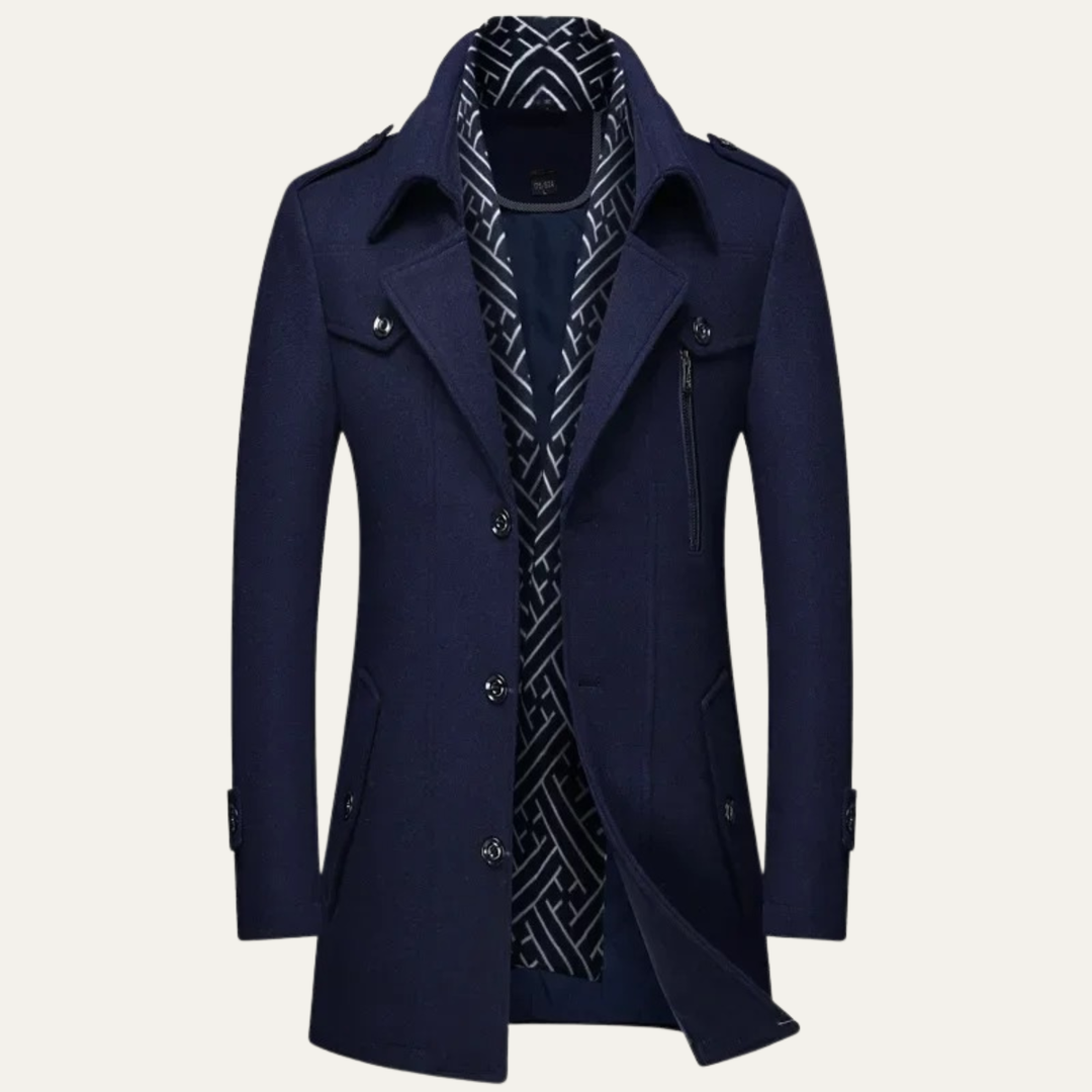 Freja Andersen | Herre uldblanding lang trenchcoat med Lapel krave