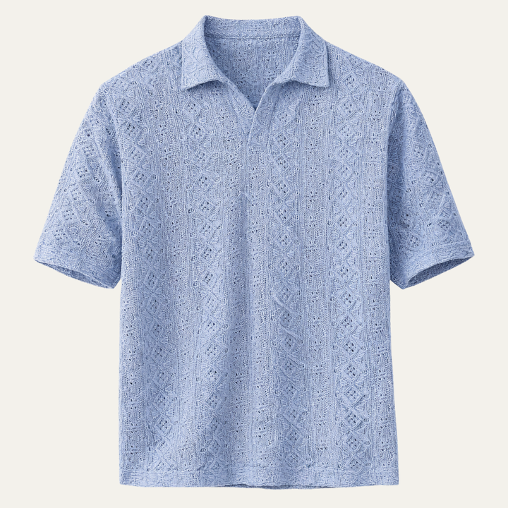 Glenridge Hill herre Bohemian Crochet Mesh hør skjorte - lyseblå