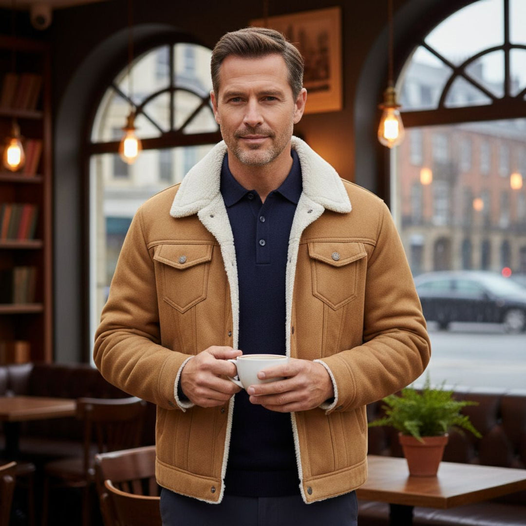 Freja Andersen | Herre Shearling vintage læder jakke