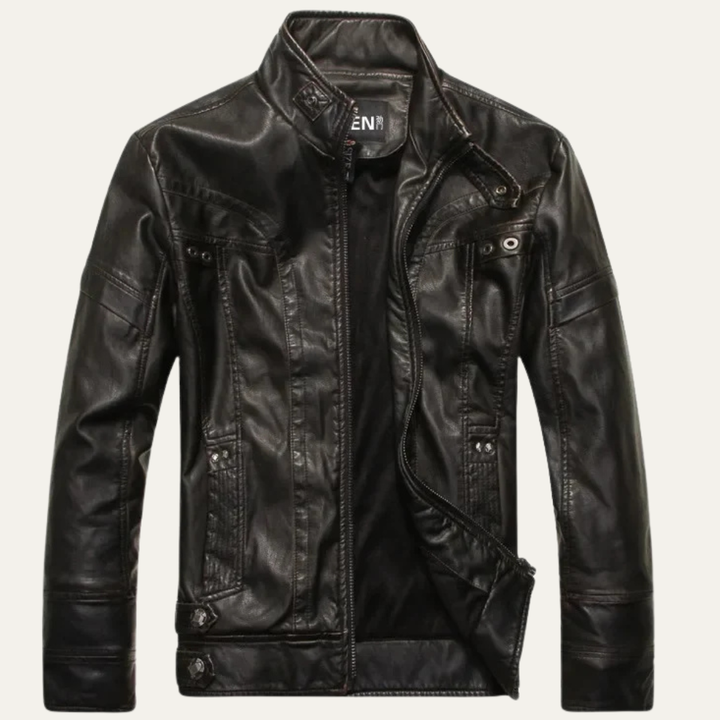 Freja Andersen | Herre klassisk Zip Up læder Biker jakke