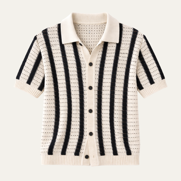 Freja Andersen | Herre åndbar stribet strikket poloshirt
