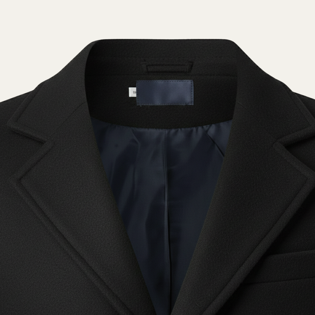 Freja Andersen | Herre lang dobbeltknappet uldblanding stilren Overcoat