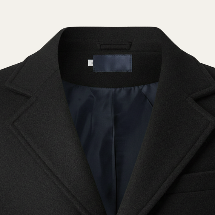 Freja Andersen | Herre lang dobbeltknappet uldblanding stilren Overcoat