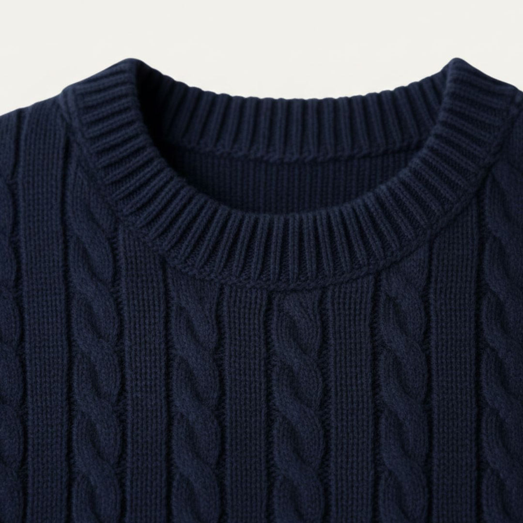 Versailles kashmir merino uld strik trøje til mænd - marineblå