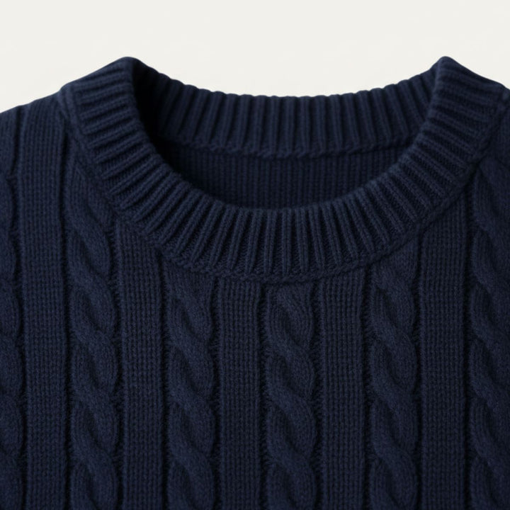 Versailles kashmir merino uld strik trøje til mænd - marineblå
