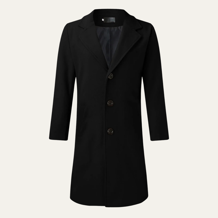 Freja Andersen | Herre lang dobbeltknappet uldblanding stilren Overcoat