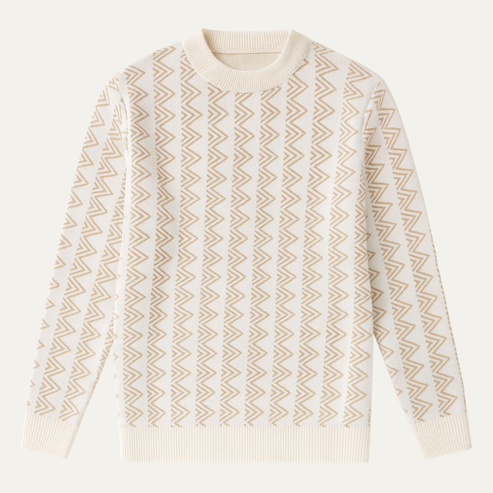 Elmcrest | Herre varm Geometric Pattern rund hals strik trøje