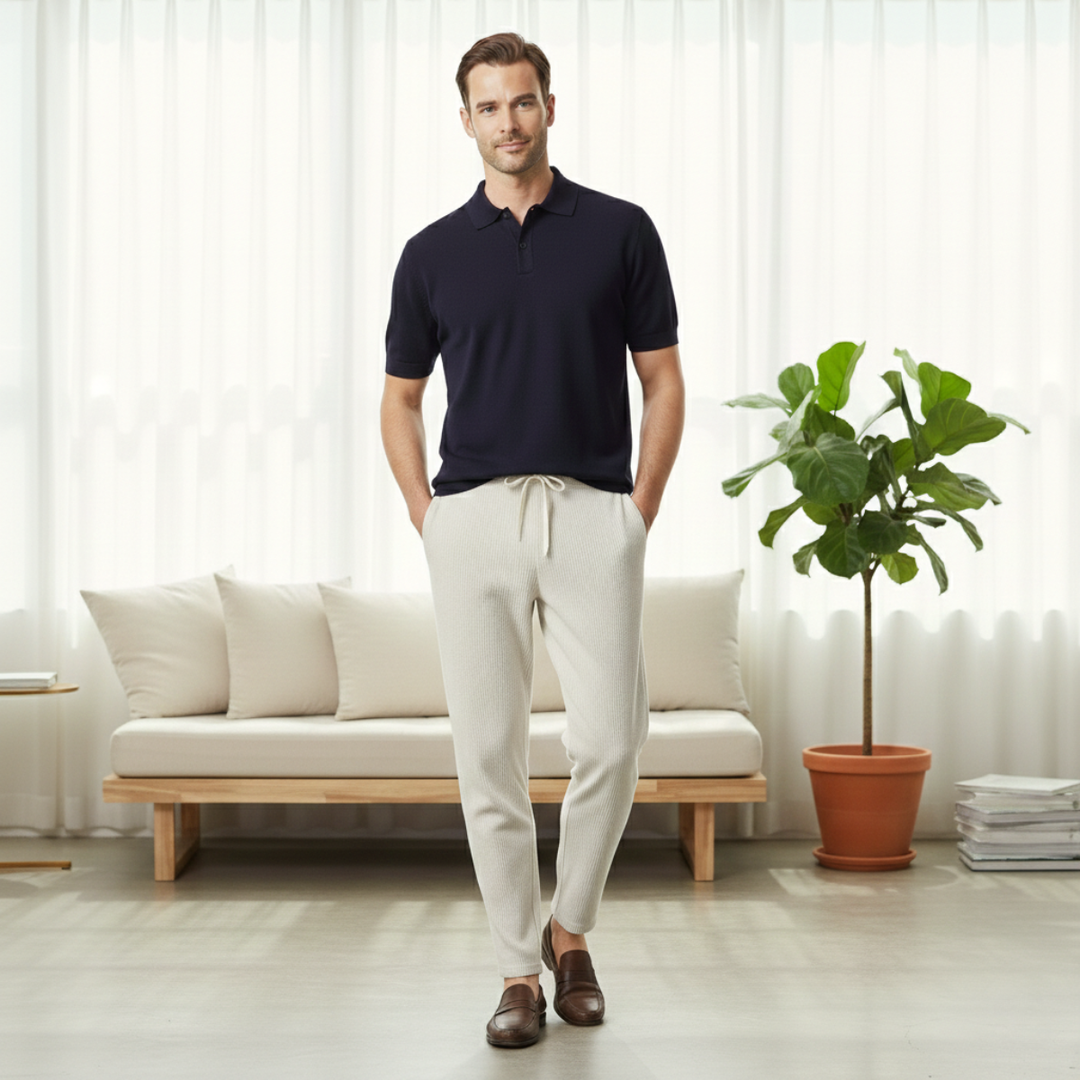 Freja Andersen | Herre afslappet Ribbed slim fit let bukser