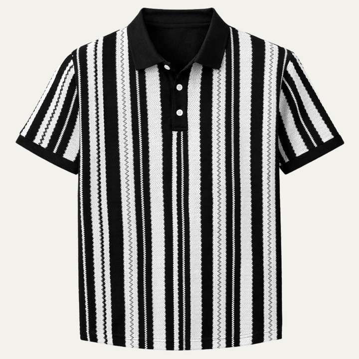 Freja Andersen | Herre stribet strik poloshirt