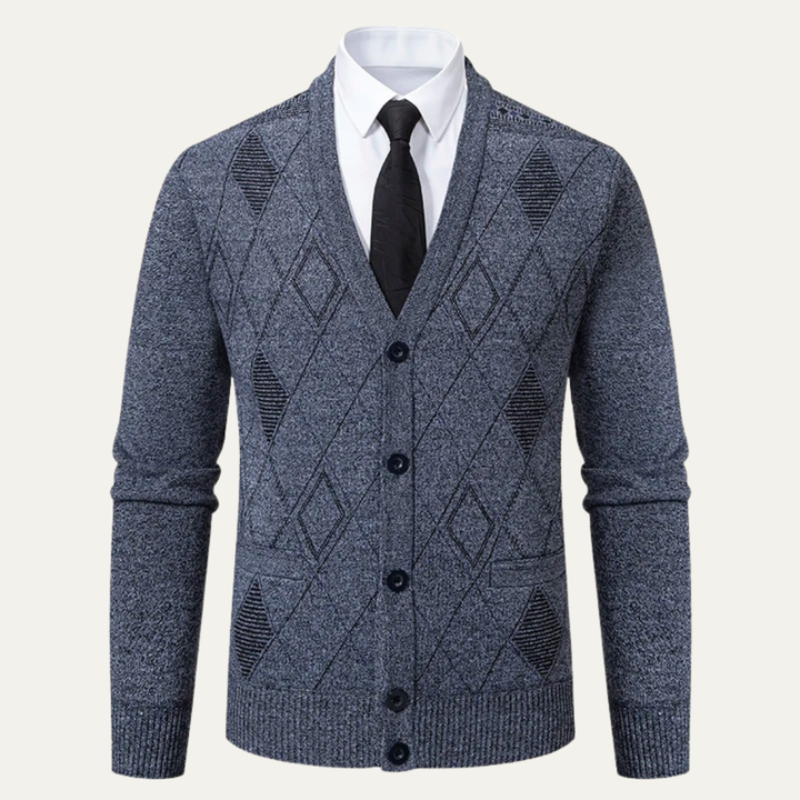 Brightwood | Herre vinter Fleece strik Plaid V-hals cardigan