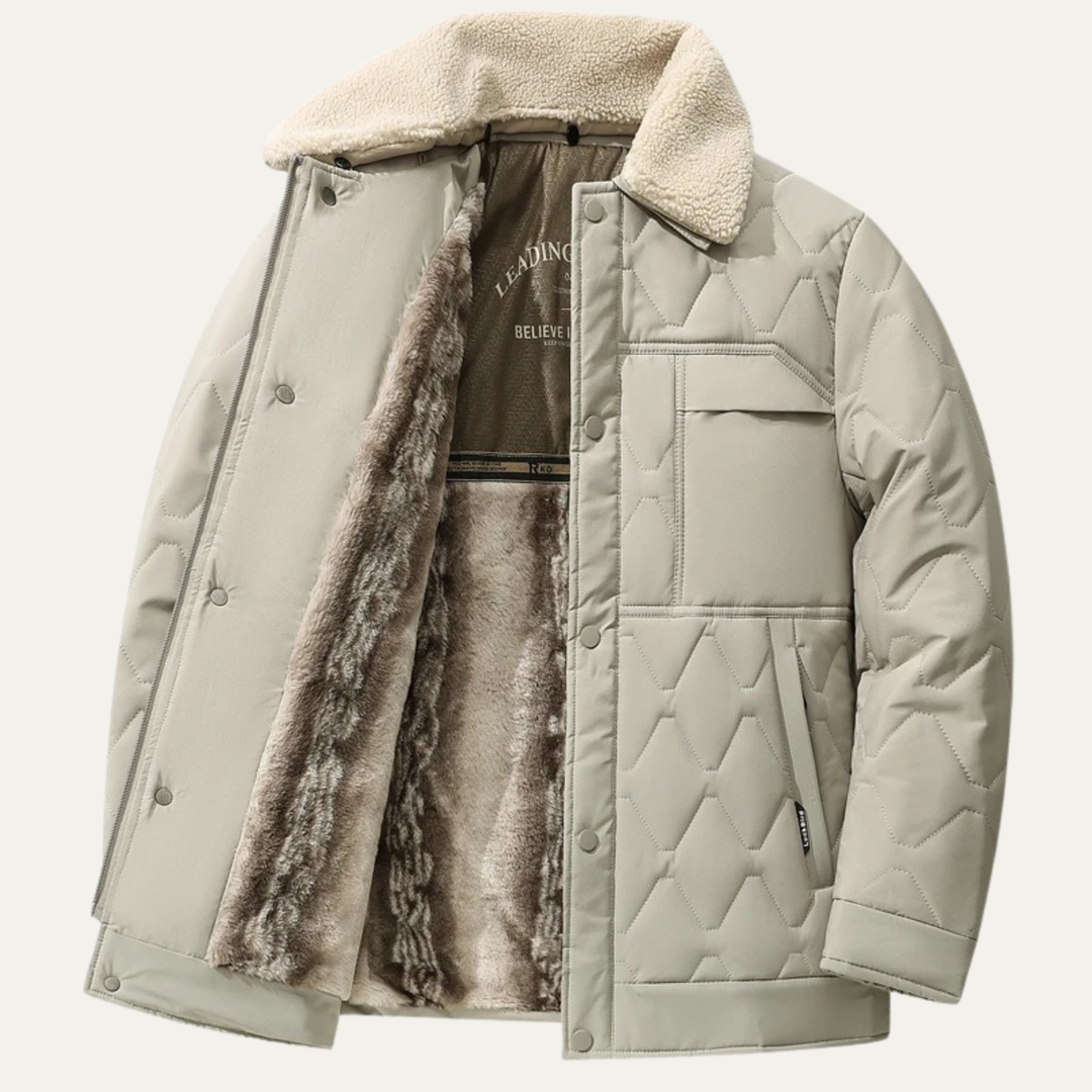 Lacco Ameno herre Fur Lined quiltet vinter jakke med sherpa krave