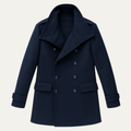 Freja Andersen | Herre elegant dobbeltknappet lang uld trenchcoat