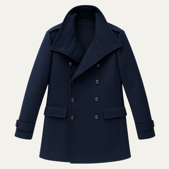 Freja Andersen | Herre Elegant dobbeltknappet lang uld trenchcoat