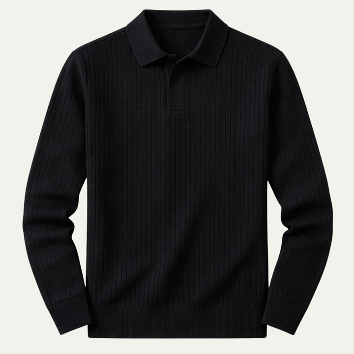 Ironcrest Hill herre afslappet langærmet ribstrikket poloshirt