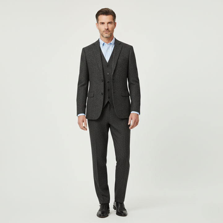 Freja Andersen | Herre tweed 3 Piece jakkesæt - slim fit sildeben jakke, Vest & bukser