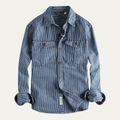 Freja Andersen | Herre afslappet vintage stribet denim skjortejakke