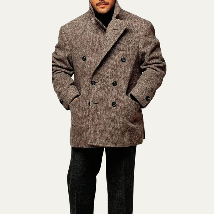 Freja Andersen | Herre dobbeltknappet uld sildeben blazer - brun