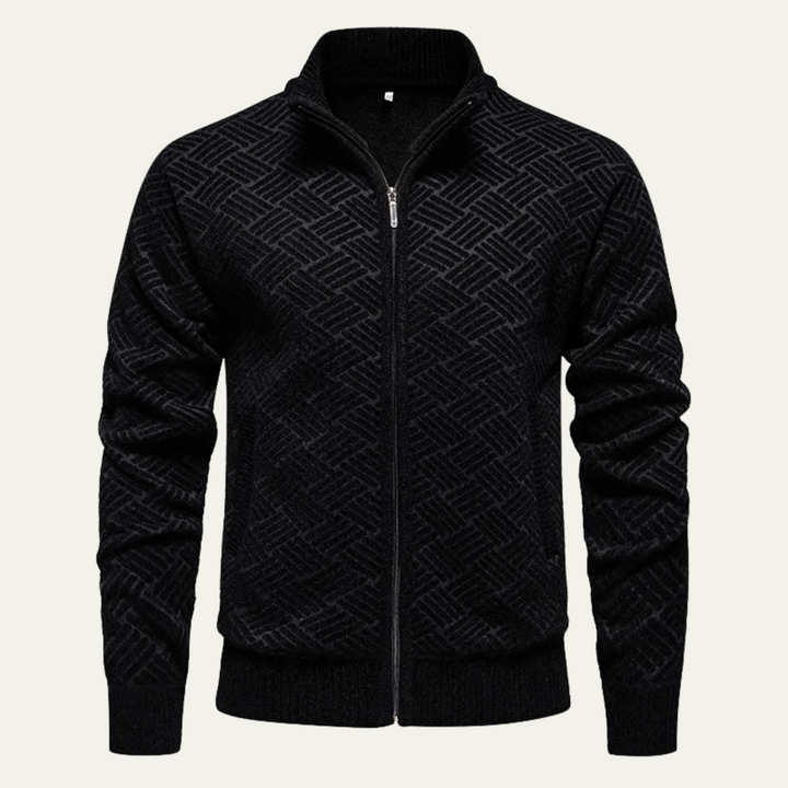 Freja Andersen | Herre tekstureret strik stilren afslappet varm cardigan