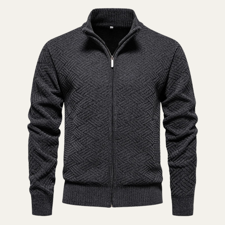 Freja Andersen | Herre tekstureret strik stilren afslappet varm cardigan