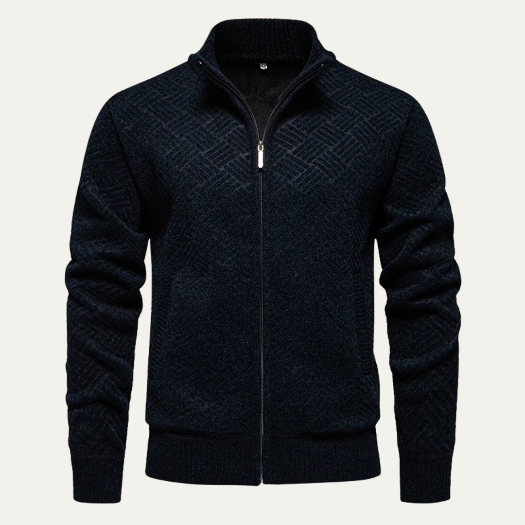 Freja Andersen | Herre tekstureret strik stilren afslappet varm cardigan