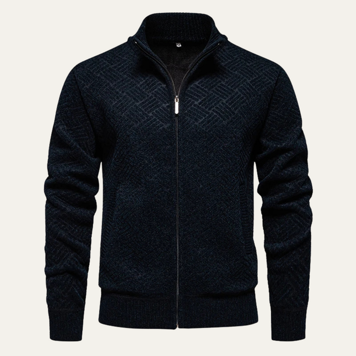 Freja Andersen | Herre tekstureret strik stilren afslappet varm cardigan