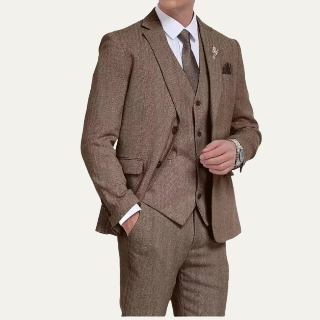 Freja Andersen | Herre tweed 3 Piece jakkesæt - Retro slim fit Waistcoat sæt