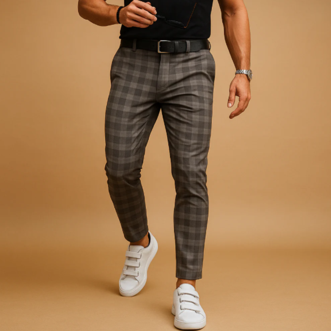 Freja Andersen | Herre stilren afslappet Checked slim fit bukser
