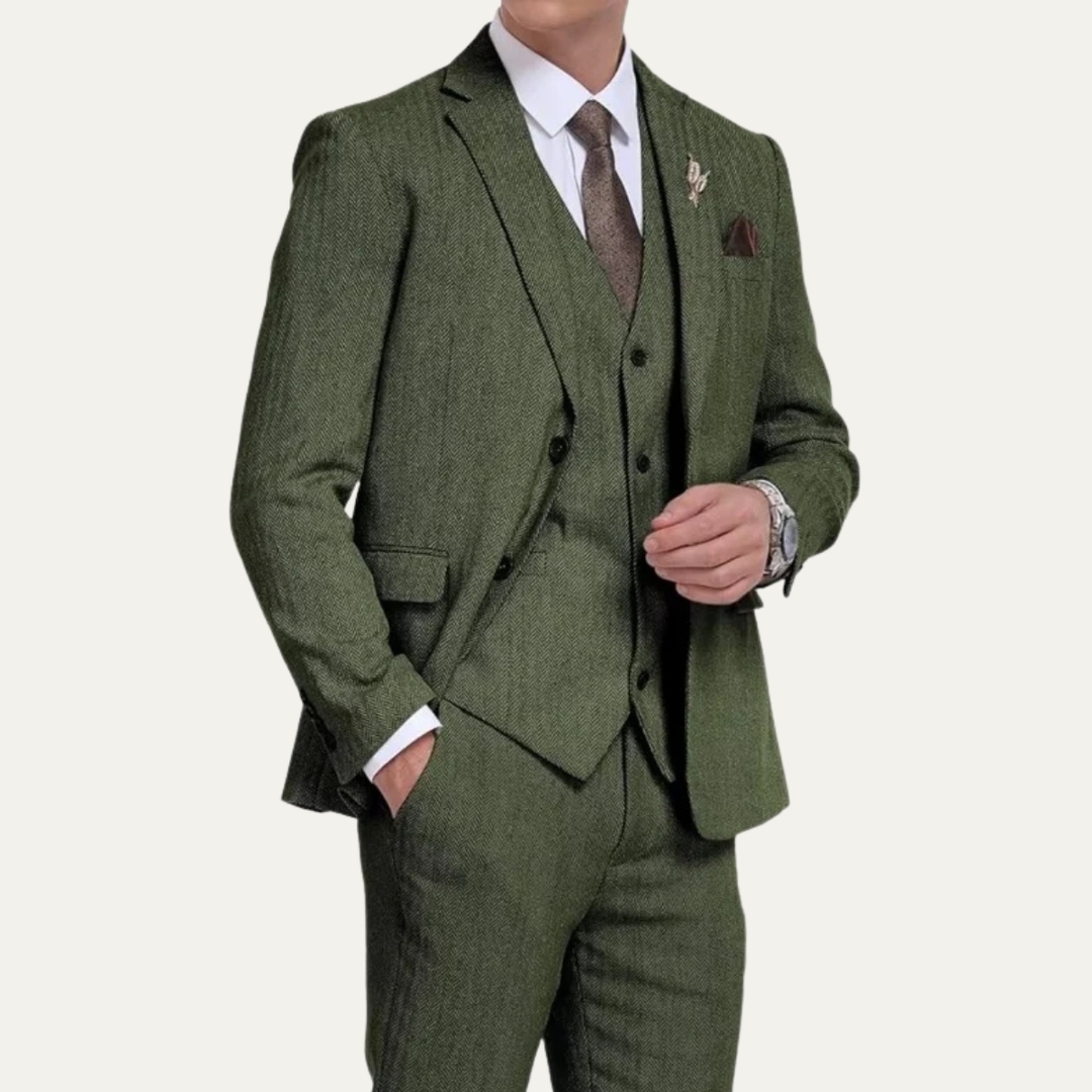 Freja Andersen | Herre tweed 3 Piece jakkesæt - Retro slim fit Waistcoat sæt