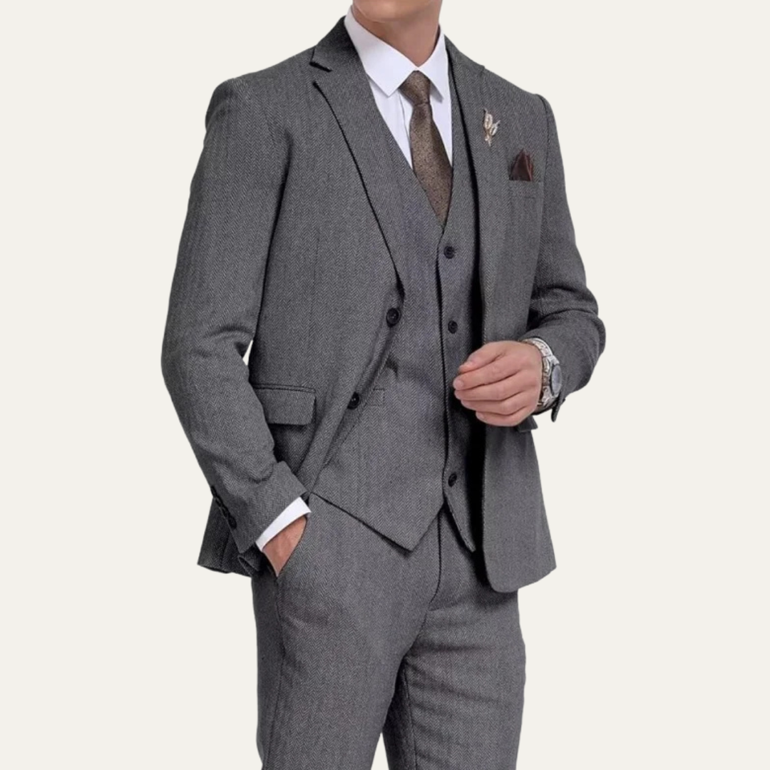 Freja Andersen | Herre tweed 3 Piece jakkesæt - Retro slim fit Waistcoat sæt
