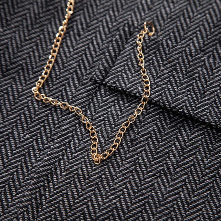 Freja Andersen | Herre tweed Pocket jakkesæt Vest med Chain