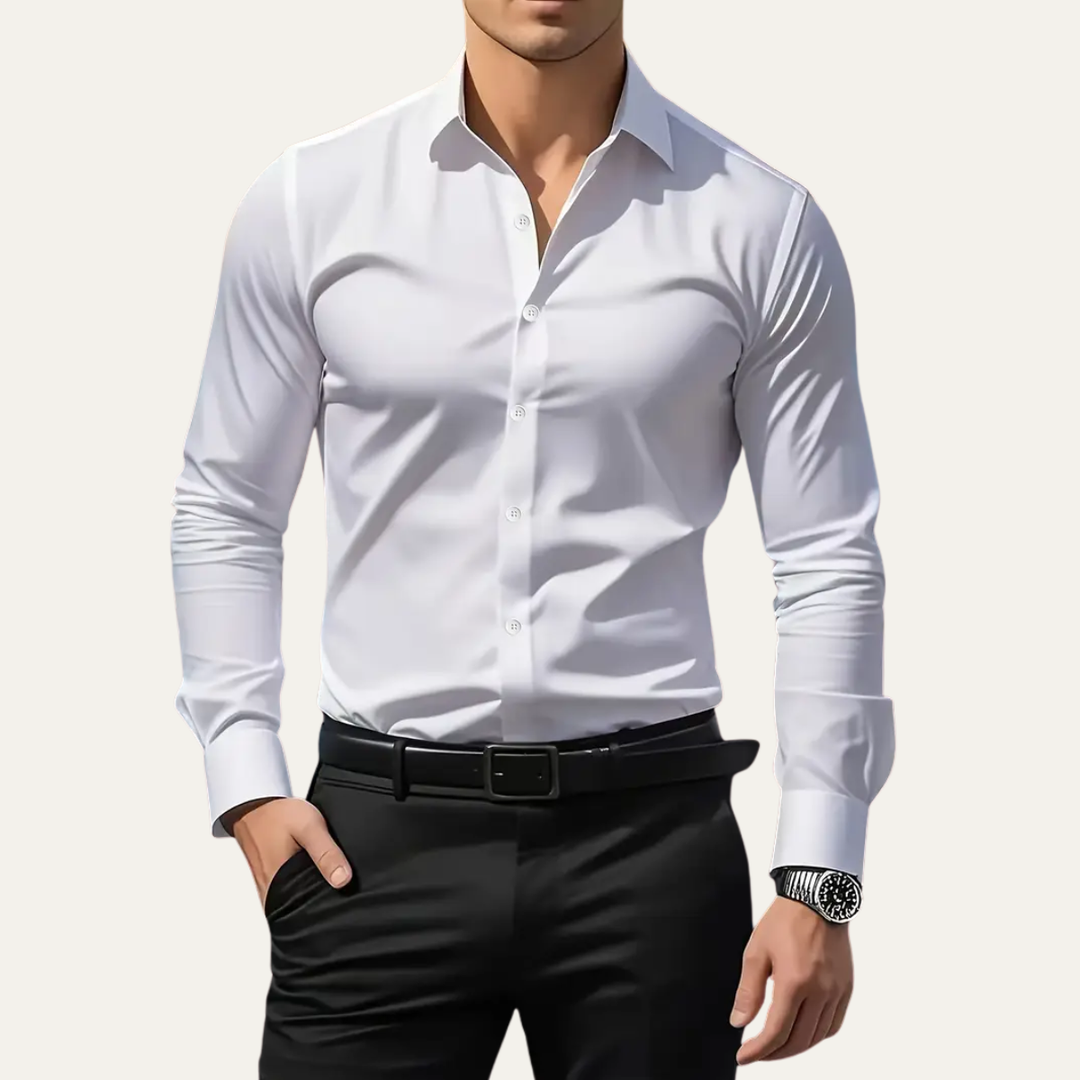 Freja Andersen | Herre slim fit stretch knap Down kjole skjorte