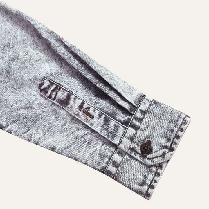 Freja Andersen | Herre lysegrå vintage Tie Dye denim skjorte