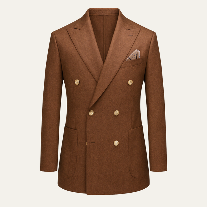 Freja Andersen | Herre brun dobbeltknappet jakkesæt - slim fit skræddersyet 2 Piece Elegant sæt