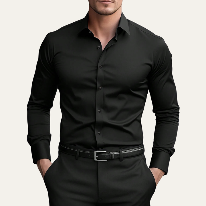 Freja Andersen | Herre slim fit stretch knap Down kjole skjorte