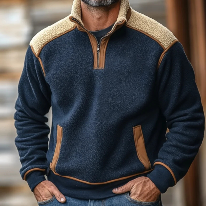 Freja Andersen | Herre vintage Fleece blød sherpa kvart lynlås jakke