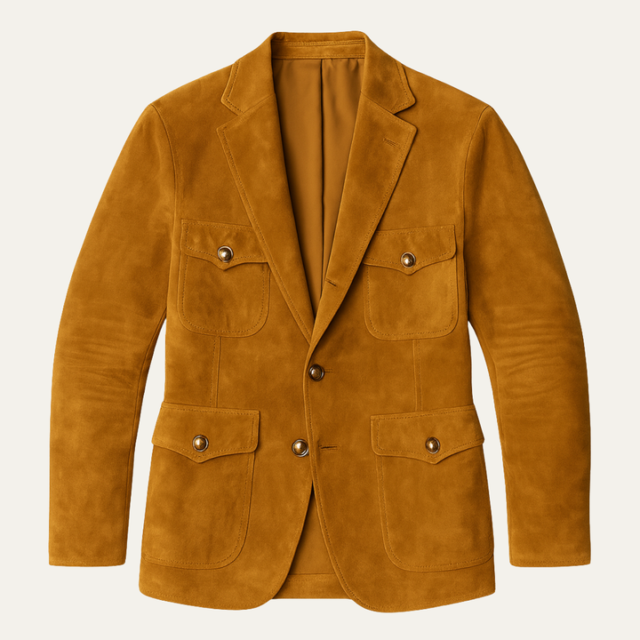 Freja Andersen | Herre Multi Pocket Retro ruskind Look afslappet blazer