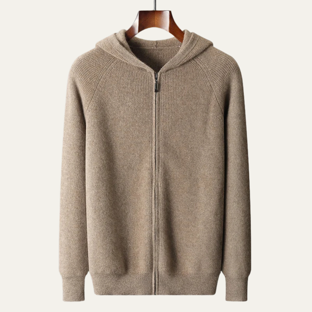 Freja Andersen | Herre 100% merino uld med hætte Zip Up cardigan