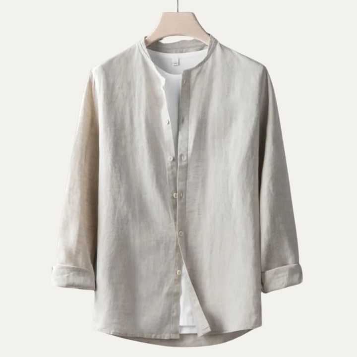 Brookfield Lane herre vintage Thin rund hals hør skjorte
