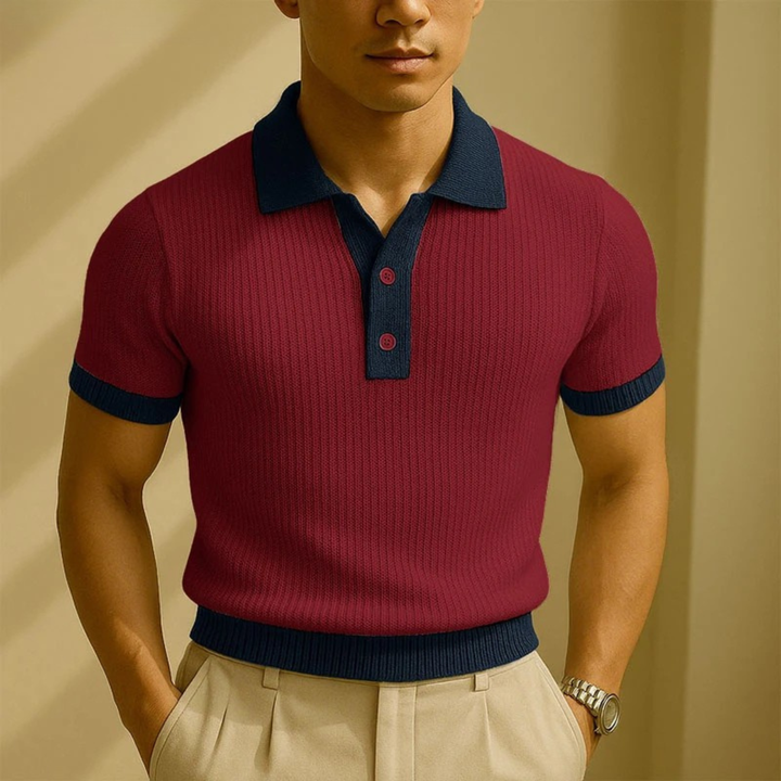 Monferrato | Herre Patchwork strik polo T-skjorte