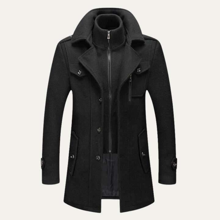 Freja Andersen | Herre stilren vinter trenchcoat med stående krave